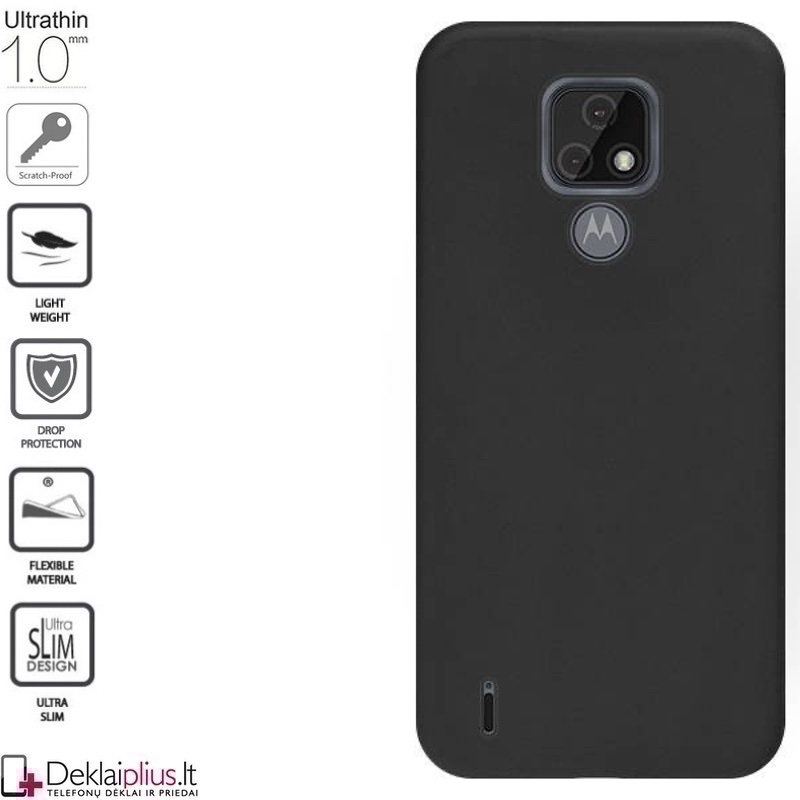 Silikoninis 1mm. storio dėklas - juodas (telefonui Motorola Moto E7) Silikoninis 1mm. storio dėklas - juodas (telefonui Motorola Moto E7)